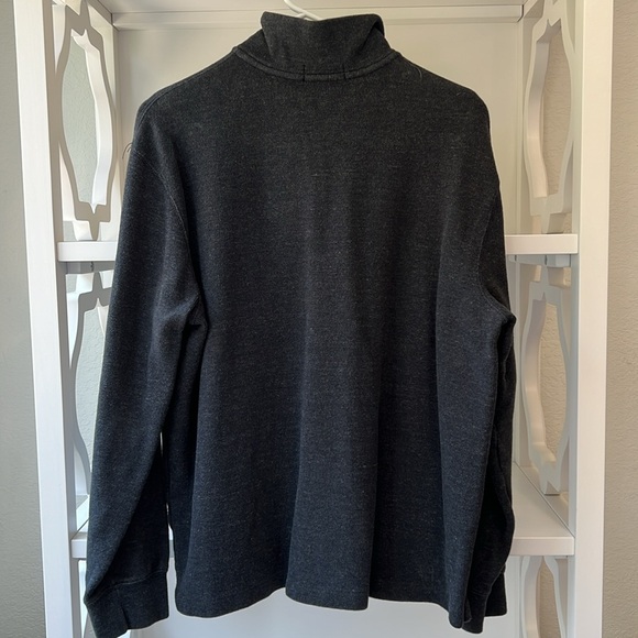 Ralph Lauren Quarter Zip Suede Pull Cotton Charcoal Gray Sweater Mens Size L - Picture 3 of 8